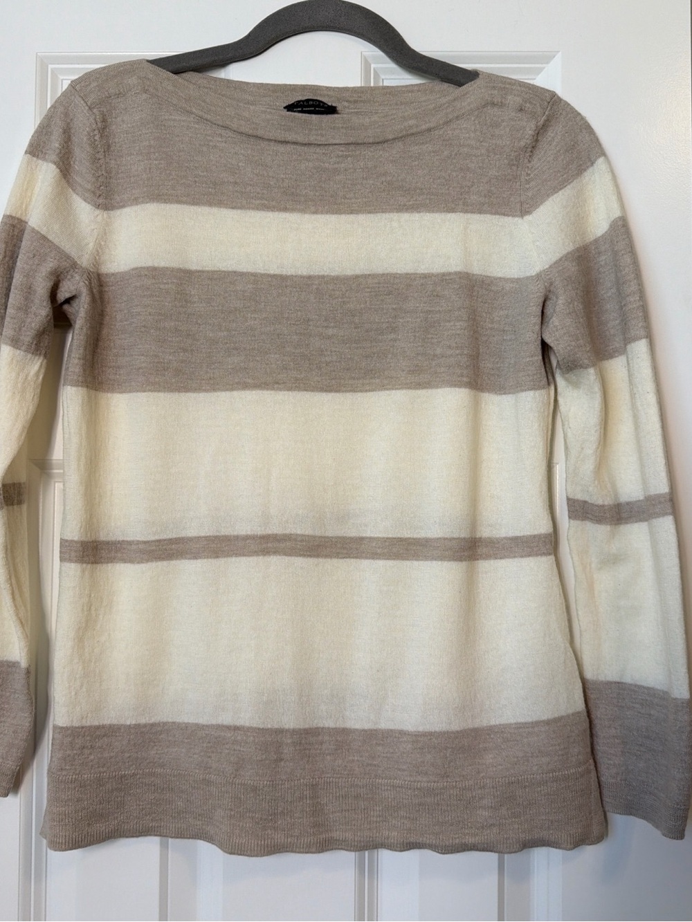 Talbots Striped Crewneck Sweater in Beige and Cream